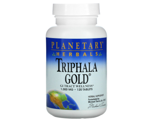 Planetary Herbals, Triphala Gold, здоровье желудочно-кишечного тракта, 1,000 мг, 120 таблеток Planetary Herbals, Triphala Gold, здоровье желудочно-кишечного тракта, 1,000 мг, 120 таблеток