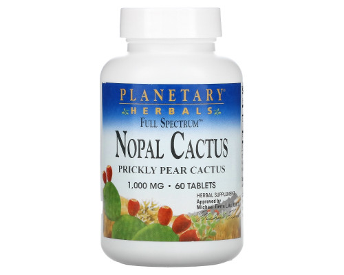 Planetary Herbals, Nopal Cactus, Full Spectrum, Prickly Pear Cactus, 1,000 mg, 60 Tablets Planetary Herbals, Nopal Cactus, Full Spectrum, Prickly Pear Cactus, 1,000 mg, 60 Tablets
