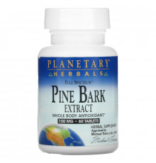 Planetary Herbals, Экстракт коры сосны полного спектра действия, 150 мг, 60 таблеток