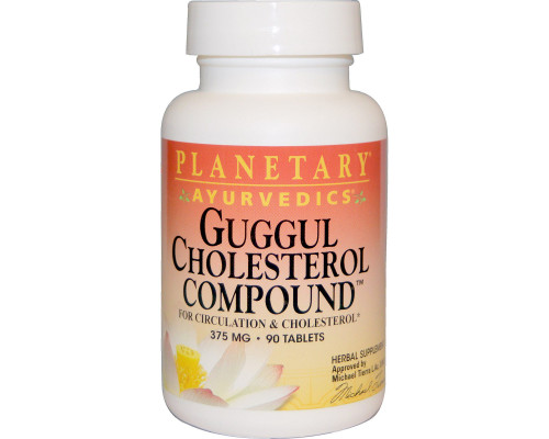 Planetary Herbals, Guggul Cholesterol Compound (состав с гуггулом против холестерина), 375 мг, 90 таблеток Planetary Herbals, Guggul Cholesterol Compound (состав с гуггулом против холестерина), 375 мг, 90 таблеток