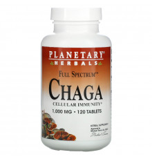 Planetary Herbals, Чага полного спектра, 1000 мг, 120 таблеток