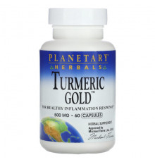 Имбирь и куркума Planetary Herbals, Куркума золото, 500 мг, 60 капсул