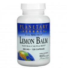 Planetary Herbals, Мелисса, полный спектр, 500 мг, 120 капсул