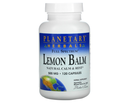 Planetary Herbals, Мелисса, полный спектр, 500 мг, 120 капсул Planetary Herbals, Мелисса, полный спектр, 500 мг, 120 капсул
