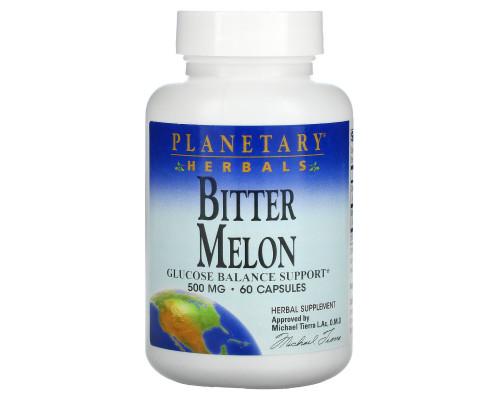 Planetary Herbals, Горькая дыня, поддержка баланса глюкозы, 500 мг, 60 капсул