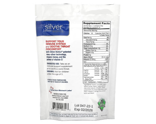 American Biotech Labs, Silver Biotics, Silver Lozenges, 60 PPM SilverSol, Orange Splash, 21 Lozenges American Biotech Labs, Silver Biotics, Silver Lozenges, 60 PPM SilverSol, Orange Splash, 21 Lozenges