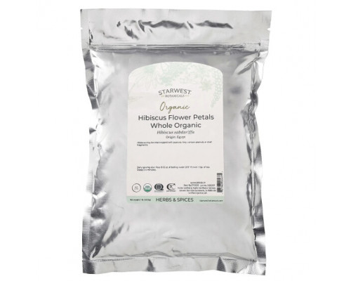 Травяные сборы и чаи Starwest Botanicals, Органические лепестки цветов гибискуса, 453,6 г (1 фунт) Травяные сборы и чаи Starwest Botanicals, Органические лепестки цветов гибискуса, 453,6 г (1 фунт)