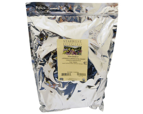 Starwest Botanicals Цельные цветки лаванды органические экстра класса 1 фунт Starwest Botanicals Цельные цветки лаванды органические экстра класса 1 фунт