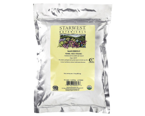 Starwest Botanicals Цельные натуральные семена фенхеля 1 фунт Starwest Botanicals Цельные натуральные семена фенхеля 1 фунт