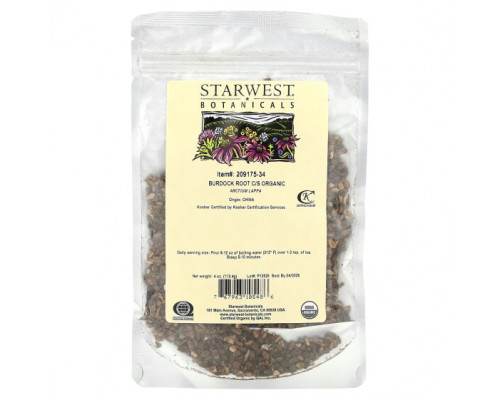 Растительные экстракты и настойки Starwest Botanicals, Корень лопуха, органический C / S, 113,4 г (4 унции) Растительные экстракты и настойки Starwest Botanicals, Корень лопуха, органический C / S, 113,4 г (4 унции)