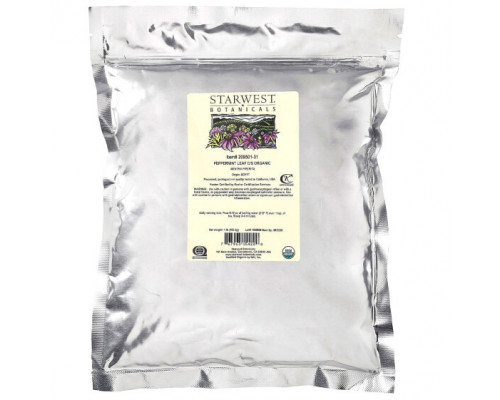 Травяные сборы и чаи Starwest Botanicals, Органические листья перечной мяты C / S, 453,6 г (1 фунт) Травяные сборы и чаи Starwest Botanicals, Органические листья перечной мяты C / S, 453,6 г (1 фунт)