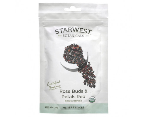 Травяные сборы и чаи Starwest Botanicals, Органические красные бутоны и лепестки роз, 13,9 г (0,49 унции) Травяные сборы и чаи Starwest Botanicals, Органические красные бутоны и лепестки роз, 13,9 г (0,49 унции)