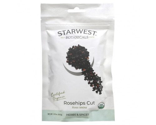 Фрукты и ягоды Starwest Botanicals, Органический шиповник, нарезанный, 49,9 г (1,76 унции) Фрукты и ягоды Starwest Botanicals, Органический шиповник, нарезанный, 49,9 г (1,76 унции)