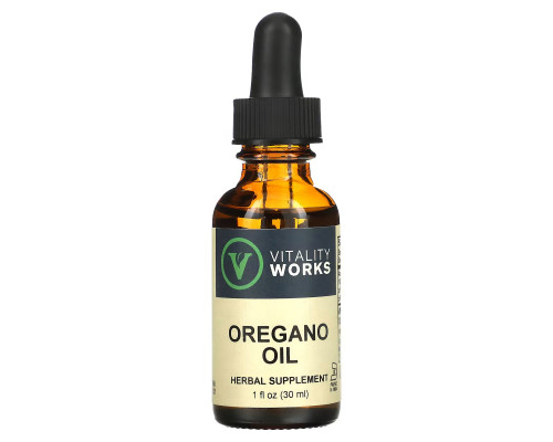Vitality Works, Масло орегано, 1 жидкая унция (30 мл) Vitality Works, Масло орегано, 1 жидкая унция (30 мл)