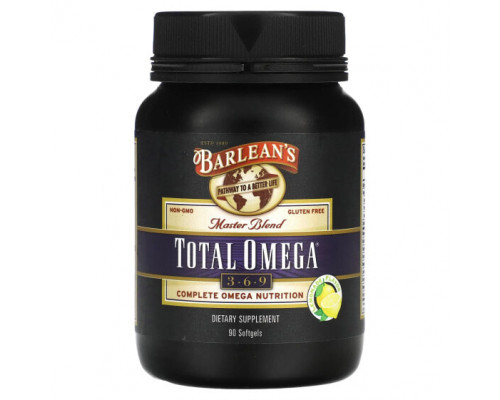 Рыбий жир и Омега 3, 6, 9 Barlean's, Master Blend, Total Omega 3-6-9, лимонад, 90 мягких таблеток Рыбий жир и Омега 3, 6, 9 Barlean's, Master Blend, Total Omega 3-6-9, лимонад, 90 мягких таблеток