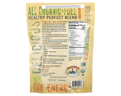 Barlean's Raw Energy Flax-Chia-Coconut blend 12oz pouch Barlean's Raw Energy Flax-Chia-Coconut blend 12oz pouch