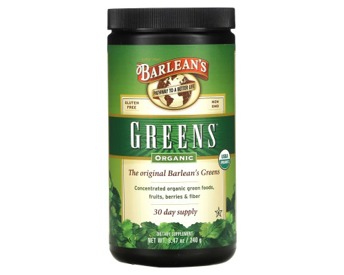 Barlean's Organic Greens порошок 846 унции (240 г) Barlean's Organic Greens порошок 846 унции (240 г)