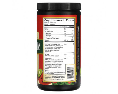 Суперфуды Barlean's, Superfruit Greens, клубника и киви, 270 г (9,52 унции) Суперфуды Barlean's, Superfruit Greens, клубника и киви, 270 г (9,52 унции)