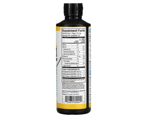 Barlean's Organic Oils Omega Swirl Omega-3 Fish Oil Supplement Lemon Zest 16 fl oz (454 g)