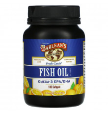 Barlean's Fresh Catch Fish Oil Supplement Omega-3 EPA/DHA Orange Flavor 1000 mg 100 Softgels