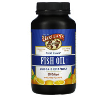 Barlean's Fresh Catch Рыбий жир Омега-3 EPA/DHA Вкус апельсина 1000 мг 250 гелевых капсул