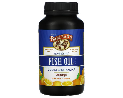 Barlean's Fresh Catch Рыбий жир Омега-3 EPA/DHA Вкус апельсина 1000 мг 250 гелевых капсул Barlean's Fresh Catch Рыбий жир Омега-3 EPA/DHA Вкус апельсина 1000 мг 250 гелевых капсул