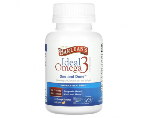 Рыбий жир и Омега 3, 6, 9 Barlean's, Ideal Omega 3, апельсин, 30 мягких таблеток Рыбий жир и Омега 3, 6, 9 Barlean's, Ideal Omega 3, апельсин, 30 мягких таблеток