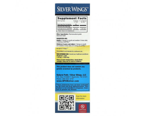 Минералы и микроэлементы Natural Path Silver Wings, Вертикальный спрей с коллоидным серебром, 250 част. / Млн, 30 мл (1 жидк. Унция) Минералы и микроэлементы Natural Path Silver Wings, Вертикальный спрей с коллоидным серебром, 250 част. / Млн, 30 мл (1 жидк. Унция)