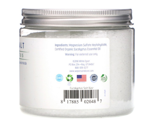 White Egret Personal Care, Английская соль, эвкалипт, 454 г White Egret Personal Care, Английская соль, эвкалипт, 454 г