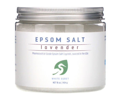 White Egret Personal Care, Lavender Epsom Salt, 16 oz (454 g) White Egret Personal Care, Lavender Epsom Salt, 16 oz (454 g)