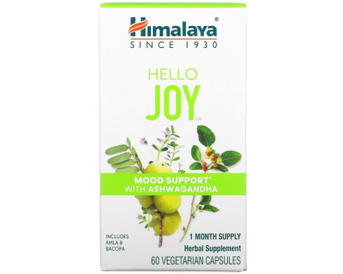 Himalaya, Hello Joy, Mood Support With Ashwagandha, 60 Vegetarian Capsules Himalaya, Hello Joy, Mood Support With Ashwagandha, 60 Vegetarian Capsules