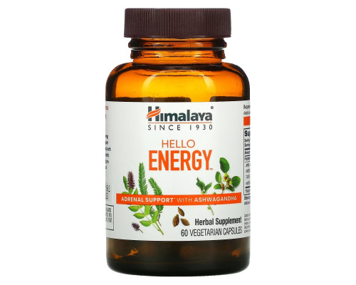 Himalaya, Hello Energy, Adrenal Support With Ashwagandha, 60 Vegetarian Capsules Himalaya, Hello Energy, Adrenal Support With Ashwagandha, 60 Vegetarian Capsules
