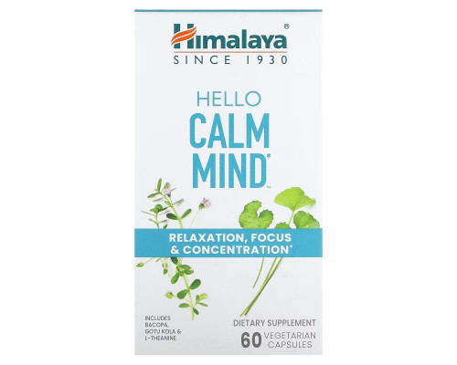 Himalaya, Hello Calm Mind, 60 вегетарианских капсул Himalaya, Hello Calm Mind, 60 вегетарианских капсул
