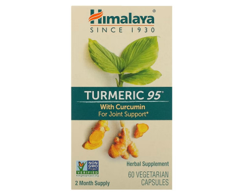 Himalaya, Turmeric 95 с куркумином, 60 вегетарианских капсул Himalaya, Turmeric 95 с куркумином, 60 вегетарианских капсул