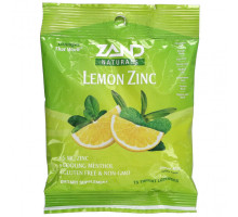 Витамин C Zand, Naturals, лимон и цинк, лимон и мята, 15 пастилок для горла
