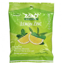 Витамин C Zand, Naturals, лимон и цинк, лимон и мята, 15 пастилок для горла