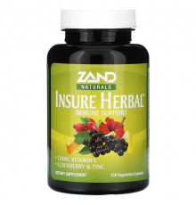 От гриппа и простуды Zand, Naturals, Insure Herbal, поддержка иммунитета, 120 вегетарианских капсул