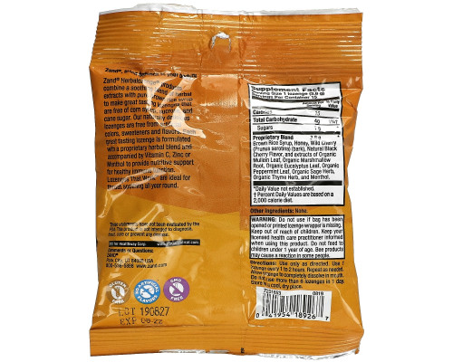 Zand, Wild Cherry, Honey Soother, 15 Throat Lozenges Zand, Wild Cherry, Honey Soother, 15 Throat Lozenges