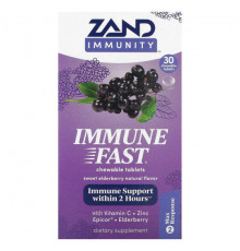 БАДы для укрепления иммунитета Zand, Immunity, Immune Fast, сладкая бузина, 30 жевательных таблеток
