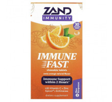 БАДы для укрепления иммунитета Zand, Immune Fast, пикантный апельсин, 30 жевательных таблеток