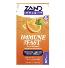 БАДы для укрепления иммунитета Zand, Immune Fast, пикантный апельсин, 30 жевательных таблеток