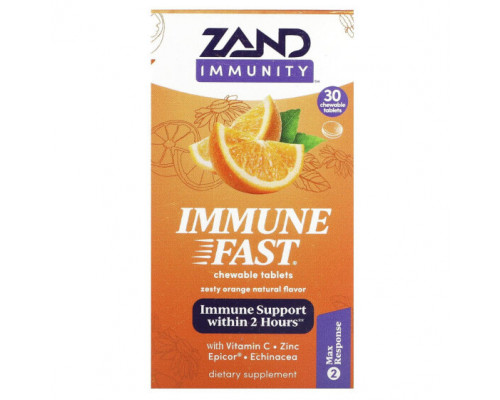 БАДы для укрепления иммунитета Zand, Immune Fast, пикантный апельсин, 30 жевательных таблеток БАДы для укрепления иммунитета Zand, Immune Fast, пикантный апельсин, 30 жевательных таблеток
