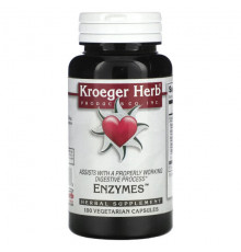 Пищеварительные ферменты Kroeger Herb Co, Ферменты`` 100 вегетарианских капсул