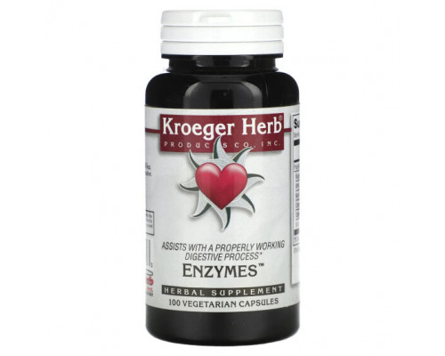 Пищеварительные ферменты Kroeger Herb Co, Ферменты`` 100 вегетарианских капсул Пищеварительные ферменты Kroeger Herb Co, Ферменты`` 100 вегетарианских капсул