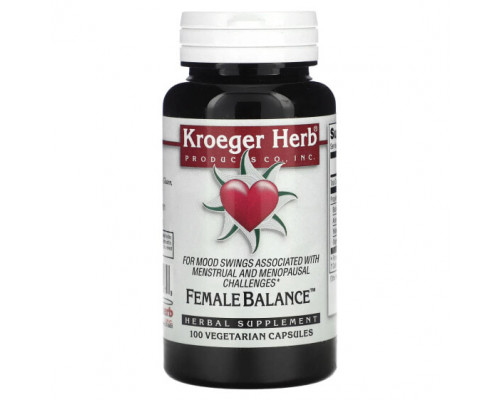 Для нервной системы Kroeger Herb Co, Female Balance, 100 вегетарианских капсул Для нервной системы Kroeger Herb Co, Female Balance, 100 вегетарианских капсул