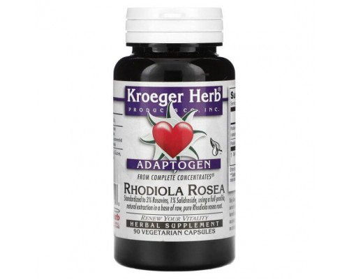 Растительные экстракты и настойки Kroeger Herb Co, Adaptogen, родиола розовая, 90 вегетарианских капсул Растительные экстракты и настойки Kroeger Herb Co, Adaptogen, родиола розовая, 90 вегетарианских капсул