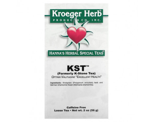 Травяные сборы и чаи Kroeger Herb Co, Hanna's Herbal Special Tea, KST, без кофеина, 56 г (2 унции) Травяные сборы и чаи Kroeger Herb Co, Hanna's Herbal Special Tea, KST, без кофеина, 56 г (2 унции)