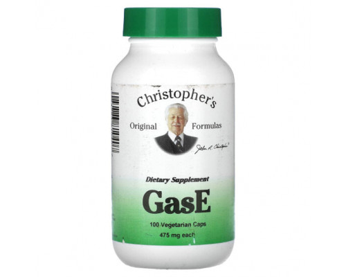 Для пищеварительной системы Christopher's Original Formulas, GasE, 475 мг, 100 вегетарианских капсул Для пищеварительной системы Christopher's Original Formulas, GasE, 475 мг, 100 вегетарианских капсул