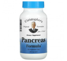 Растительные экстракты и настойки Christopher's Original Formulas, Pancreas Formula, 460 мг, 100 вегетарианских капсул
