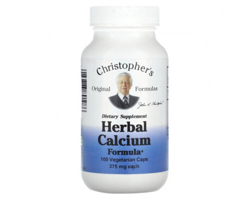 Растительные экстракты и настойки Christopher's Original Formulas, Травяная формула с кальцием, 375 мг, 100 вегетарианских капсул Растительные экстракты и настойки Christopher's Original Formulas, Травяная формула с кальцием, 375 мг, 100 вегетарианских капсул